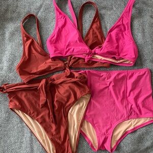 J. Crew Pink and Rust Bikini Sets